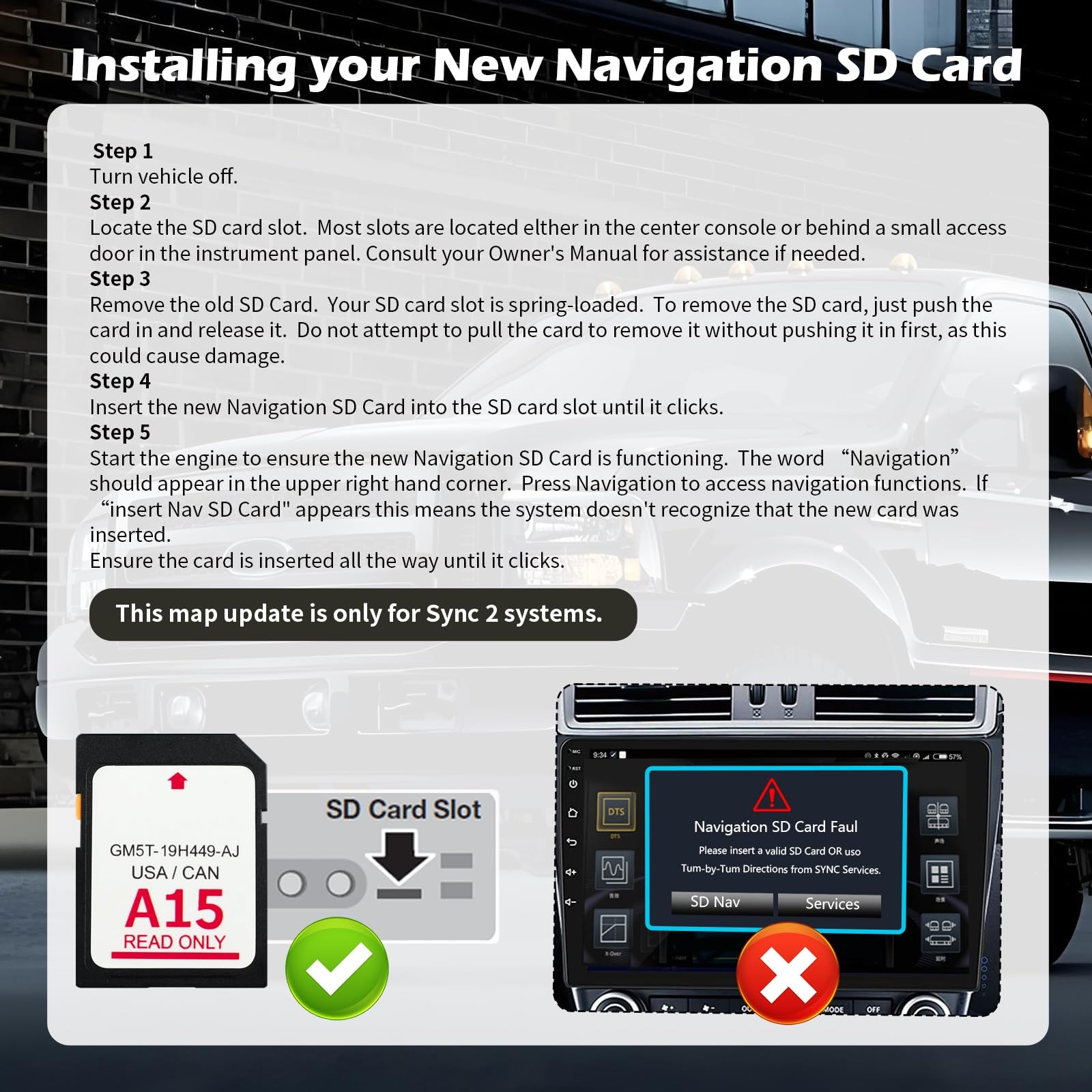 GM5T-19H449-AJ Navigation SD Card Sync 2 Ford Lincoln