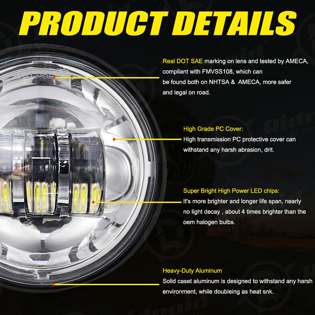 7" LED Headlight & Passing Lights For Harley Davidson Heritage Softail Classic