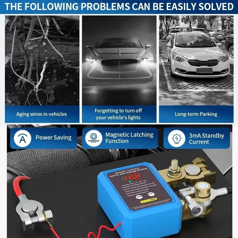 Car Battery Switch Disconnect Power Kill Master Isolator Cut Off Remote Control