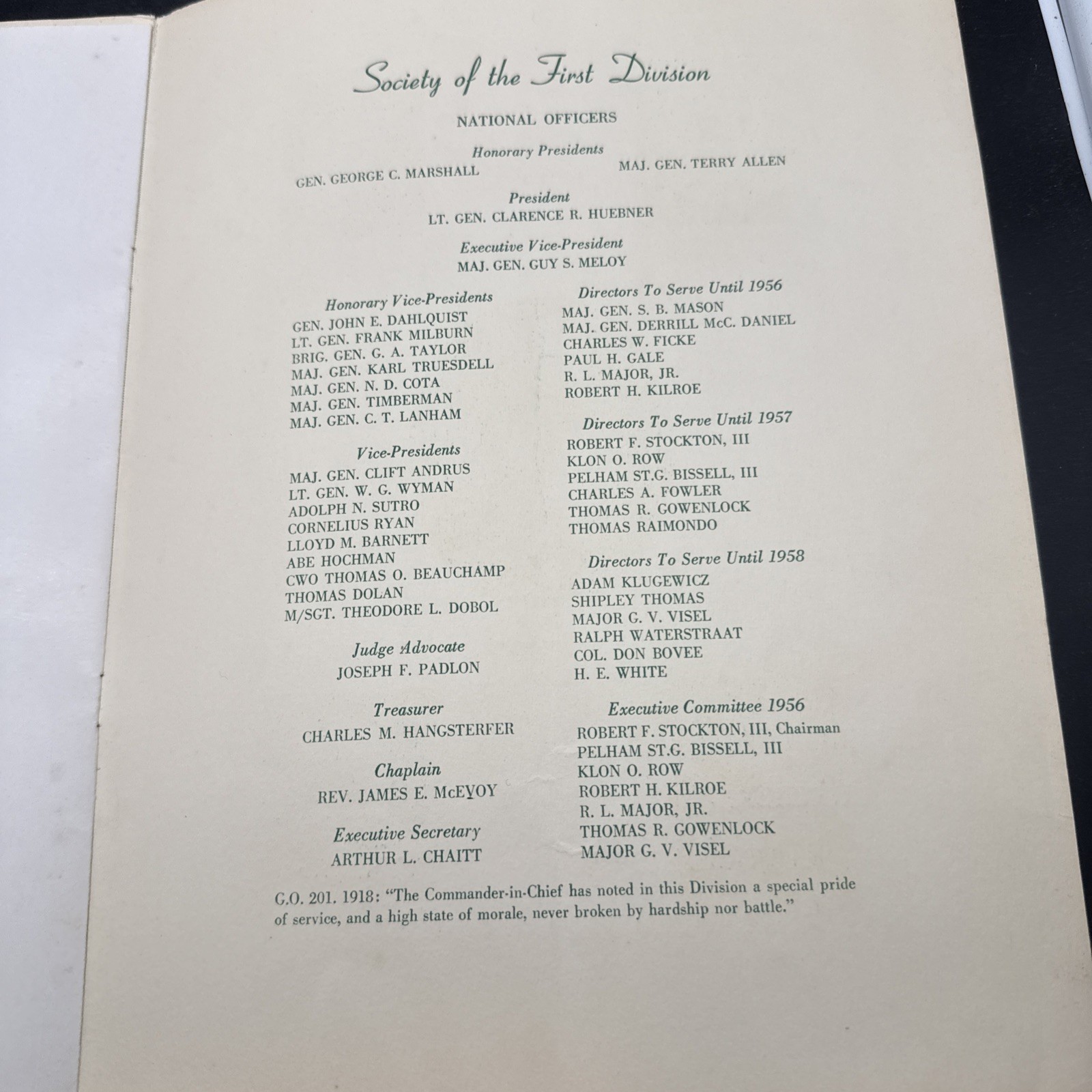 WWI 38th Annual Reunioin First 1st Infantry Division Big Red One 1956