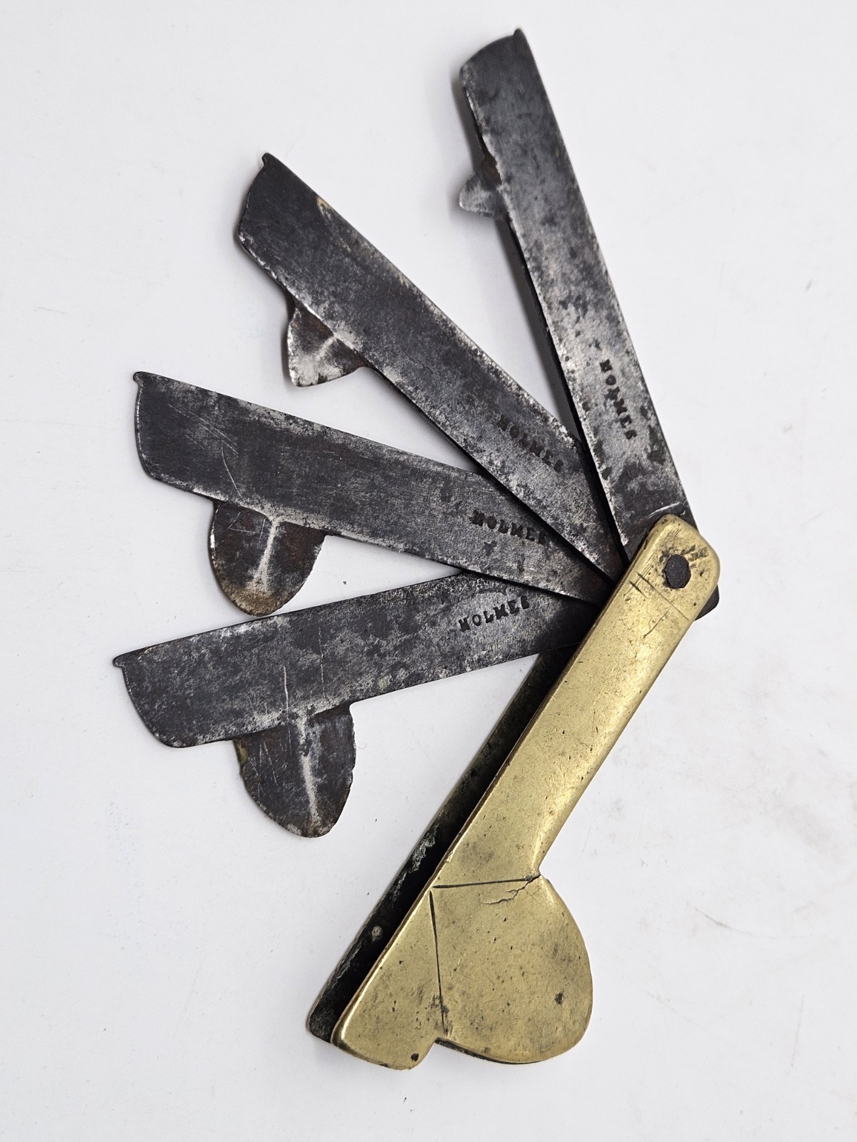 Antique 1800's Holmes Victorian Brass 4 Blade Bloodletting Quack Medical Fleam