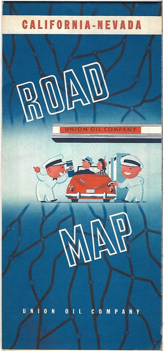 Vintage 1947 UNION OIL Road Map CALIFORNIA NEVADA Los Angeles San Francisco US66