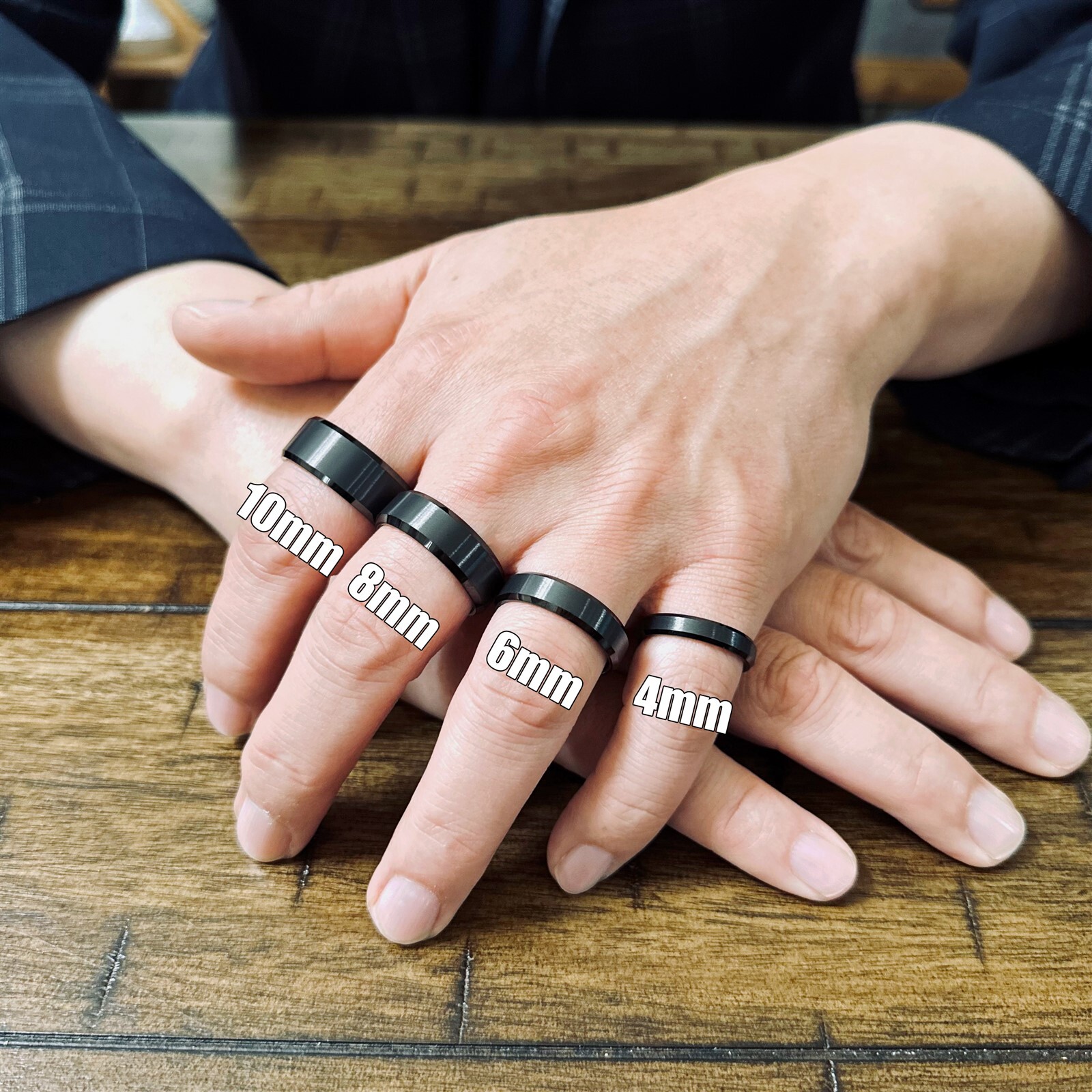 6/8mm Black Tungsten Carbide Brushed Comfort Fit Wedding Band Ring Men's-Women's