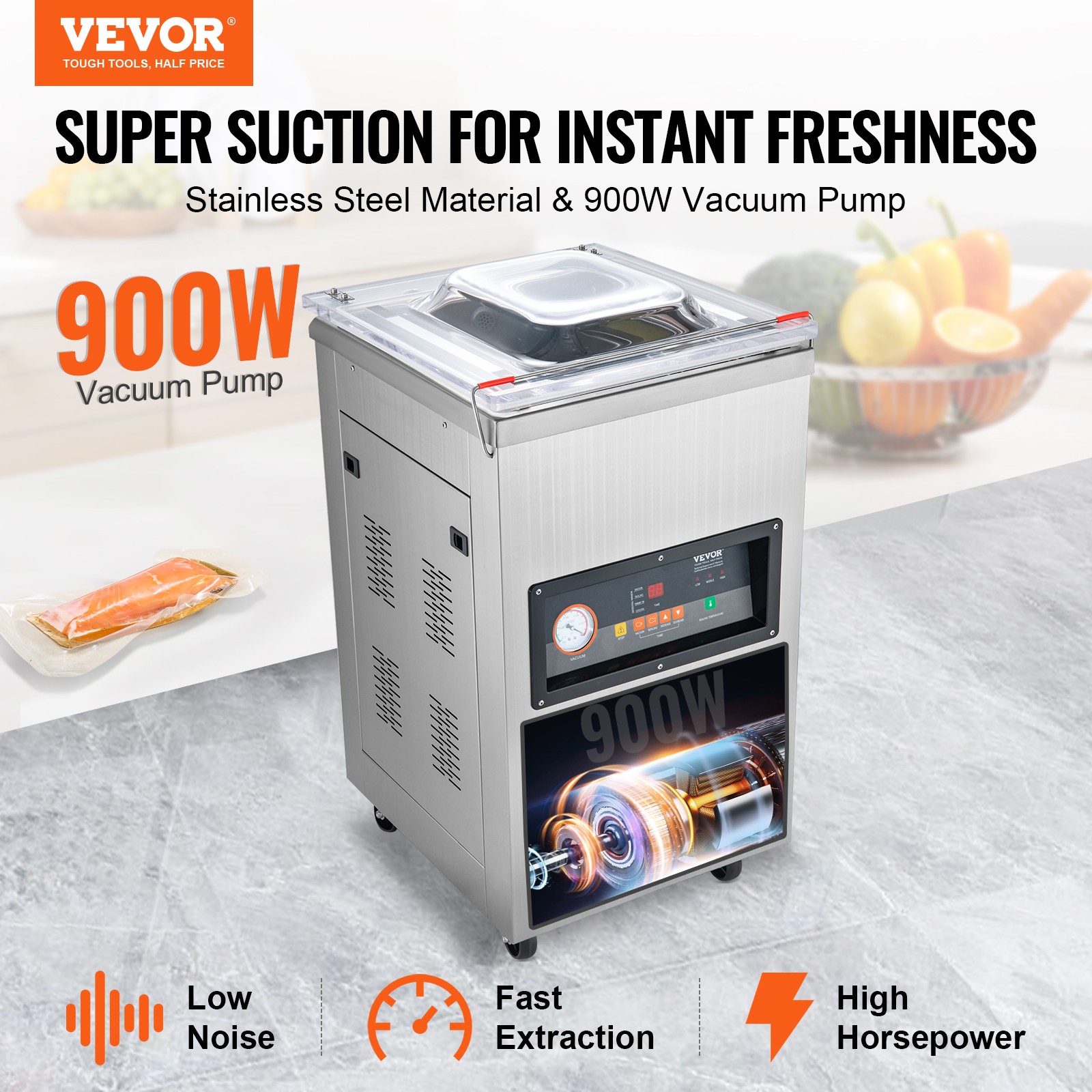 VEVOR Chamber Vacuum Sealer Commercial Vacuum Sealing Bag Packing Machine 600W