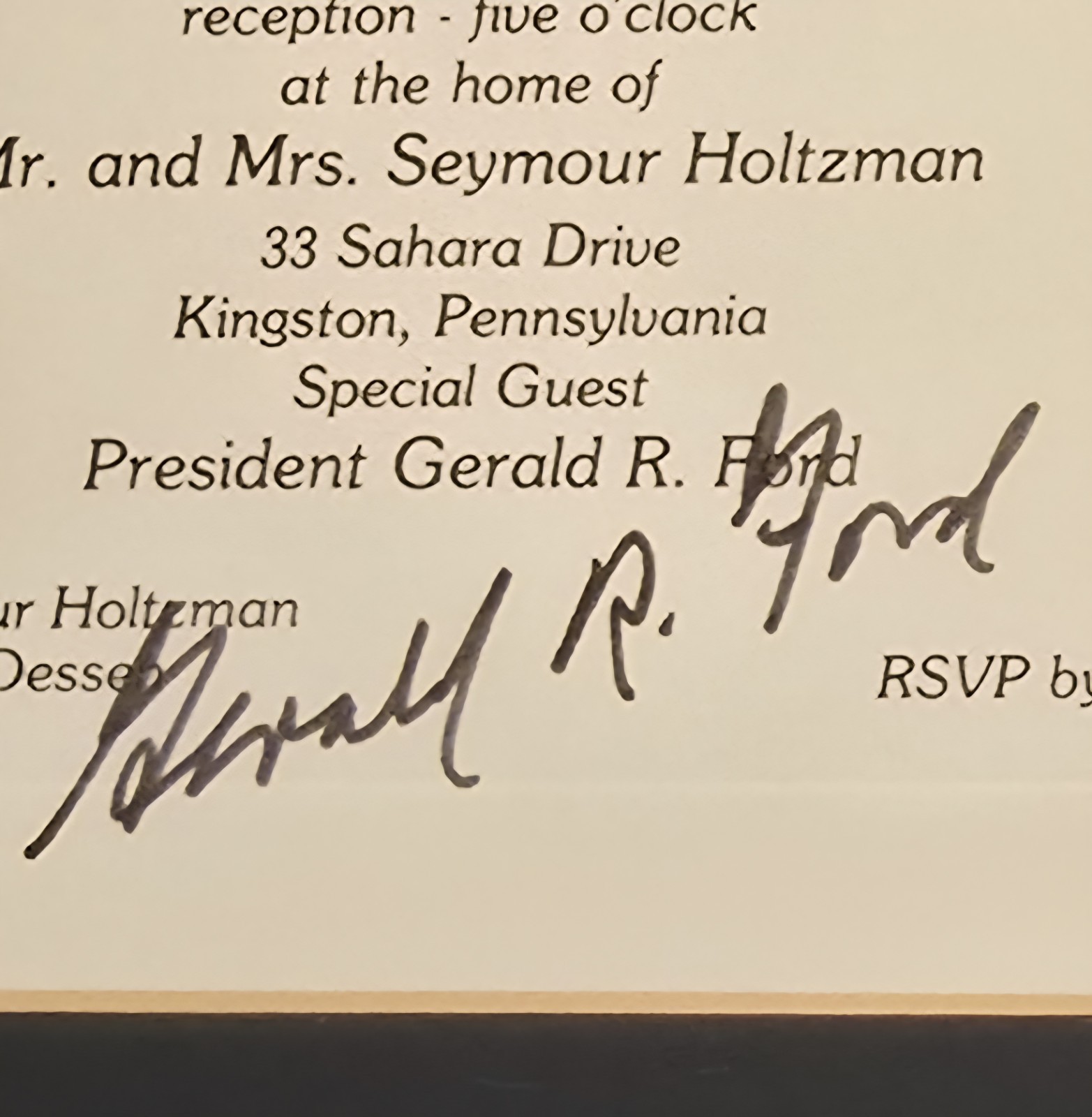 Vintage Gerald Ford Dual Signed Photograph & Ticket Congressional Reception PA