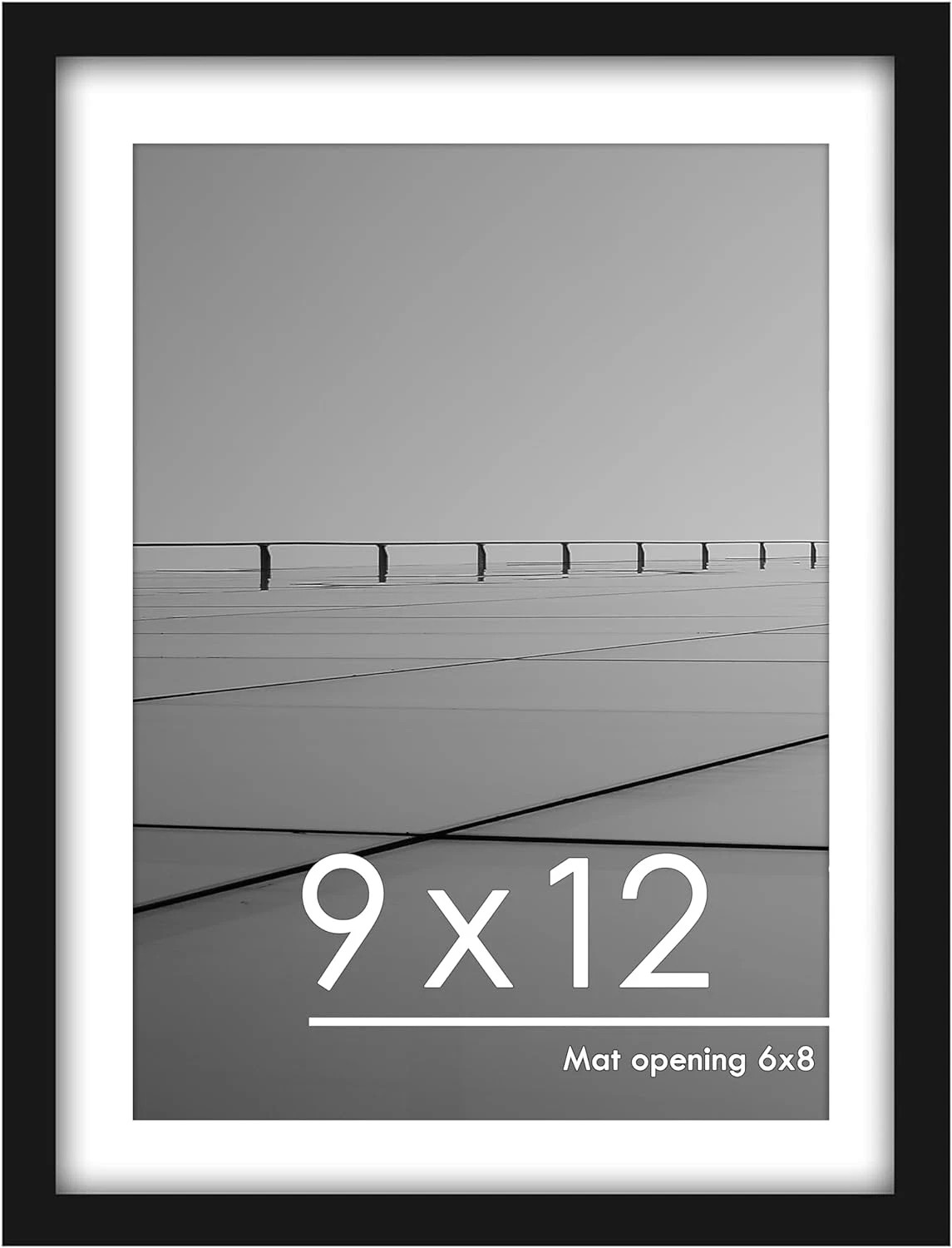 9X12 Picture Frame Black Display, Photos 9X12 Wood Picture, Frame 6X8 with Mat