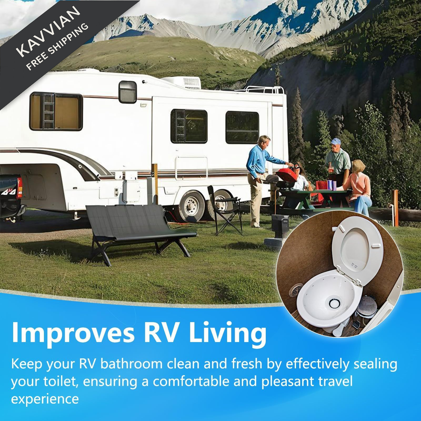 GuoluvSoo 2 Pack RV Toilet Seal 4" OD × 2.75" ID × 0.28" thick, Black