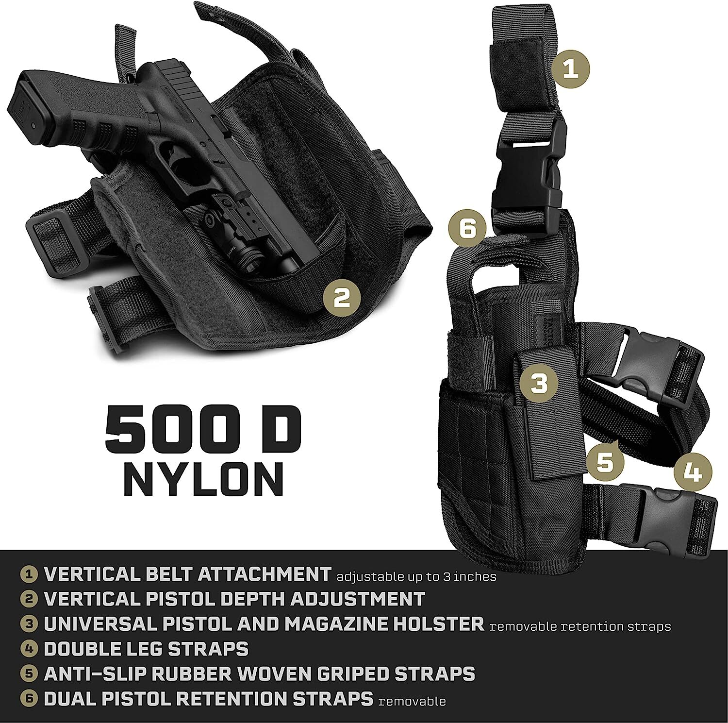 Military Drop Leg Holster Tactical Thigh Pistol Gun Pouch Right Hand Adjustable