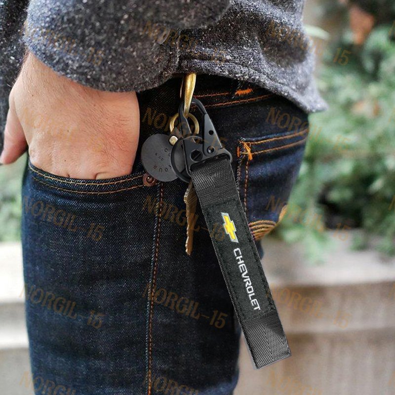 For CHEVROLET Racing Keychain Metal Backpack key Ring Hook Strap Lanyard Black