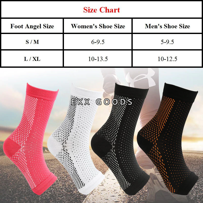 Foot Plantar Fasciitis Arch Support Compression Socks Ankle Heel Brace Sports