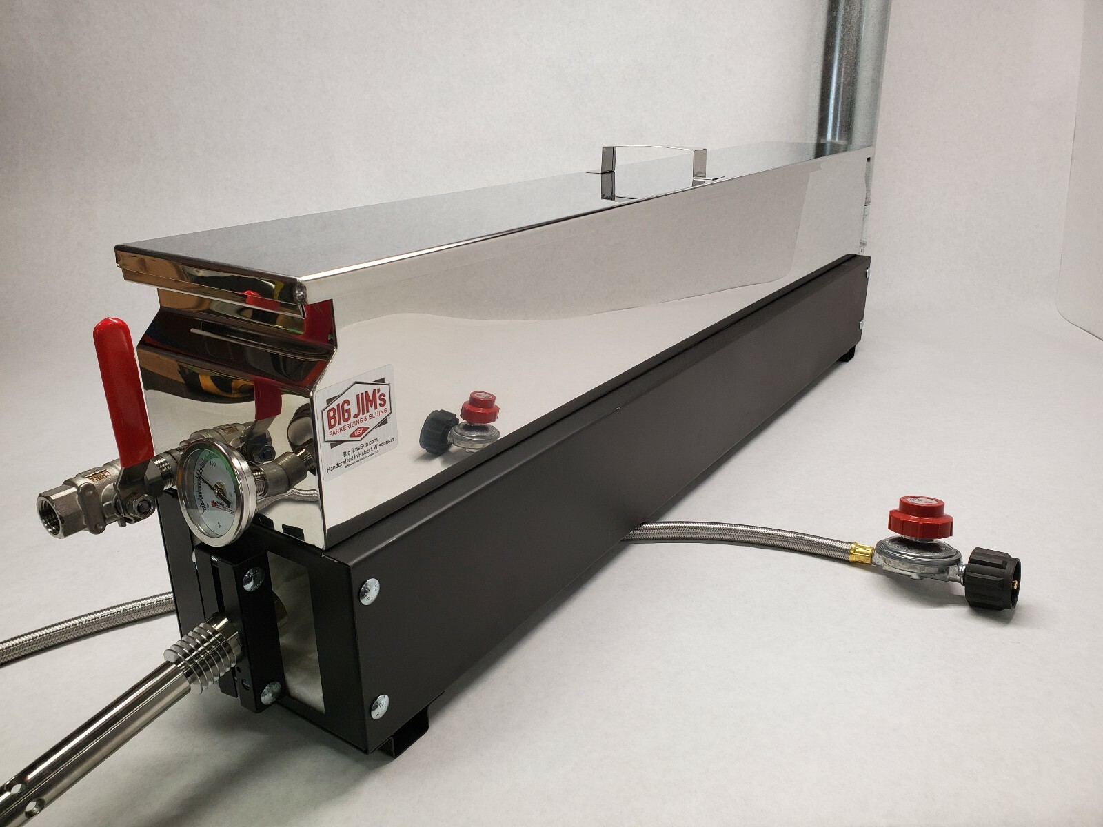 Parkerizing Tank with Lid, Propane Burner, Thermometer, Valve, Part Stands