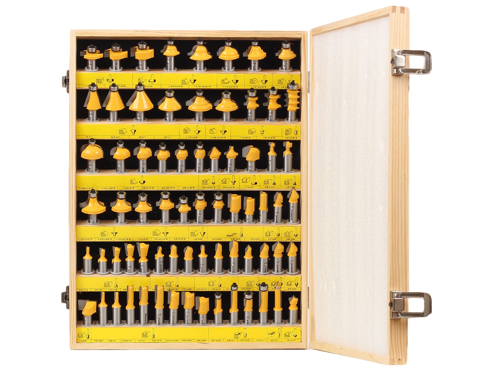 70 Bit Professional C3 Carbide Router Bit Set - 1/2" Shank - Yonico 17702