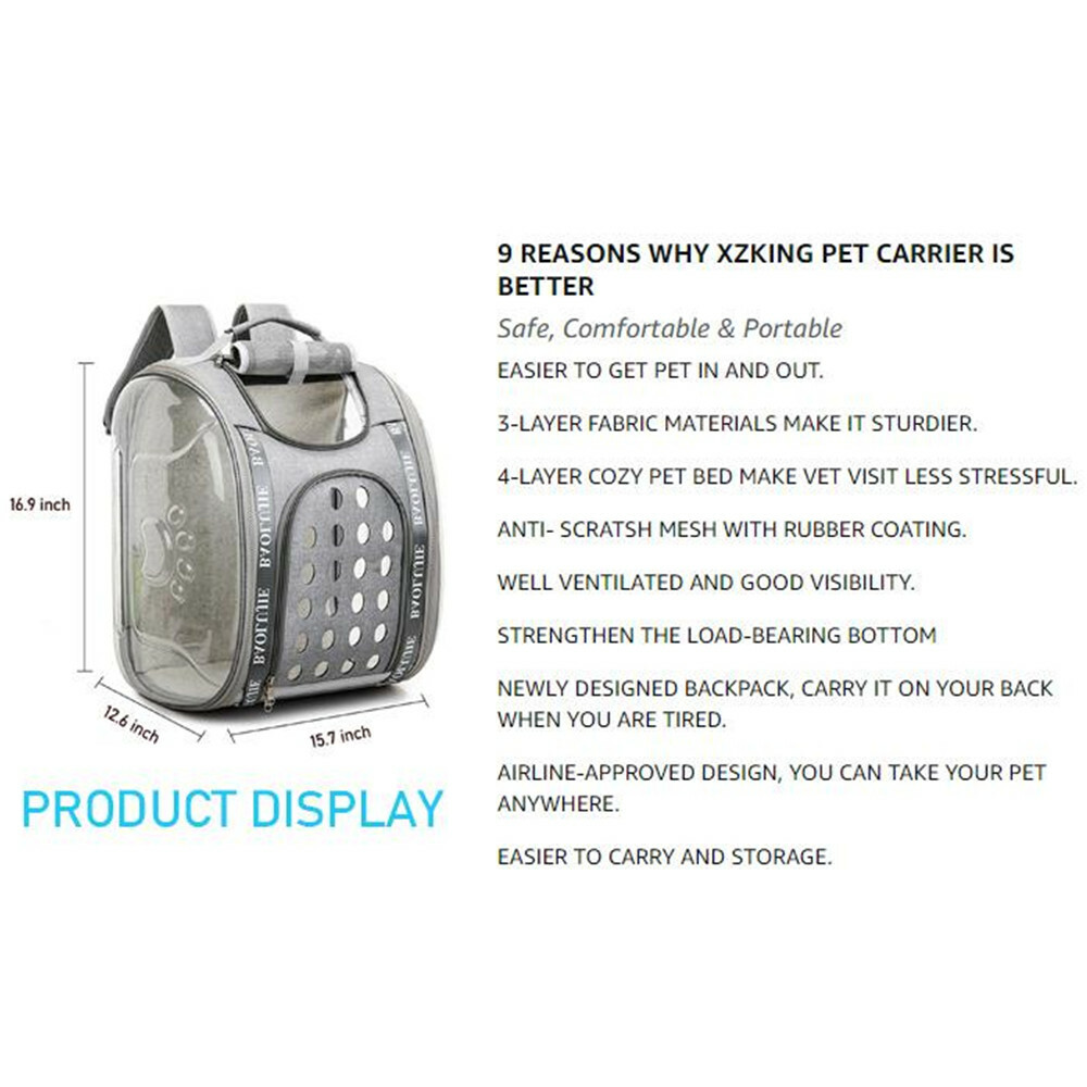 Pet Cat Dog Carrier Bag Backpack Travel Hiking Cat Handbag Folding Portable US