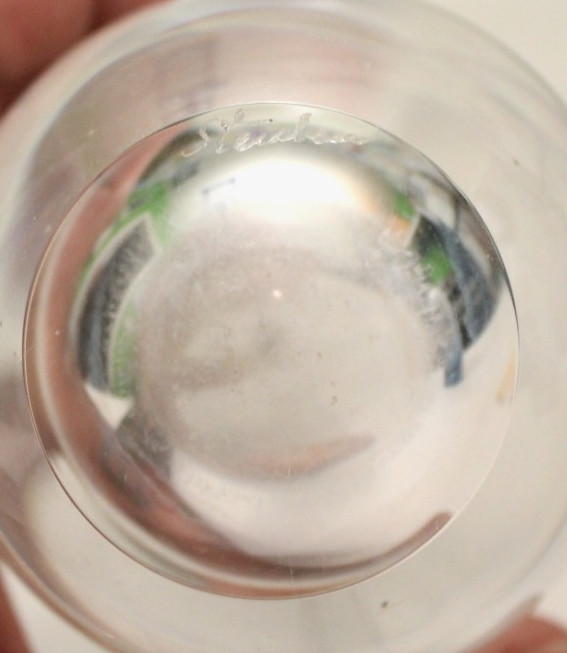 Steuben Signed Clear Art Glass Sheard Rim Pitcher Plant Vase