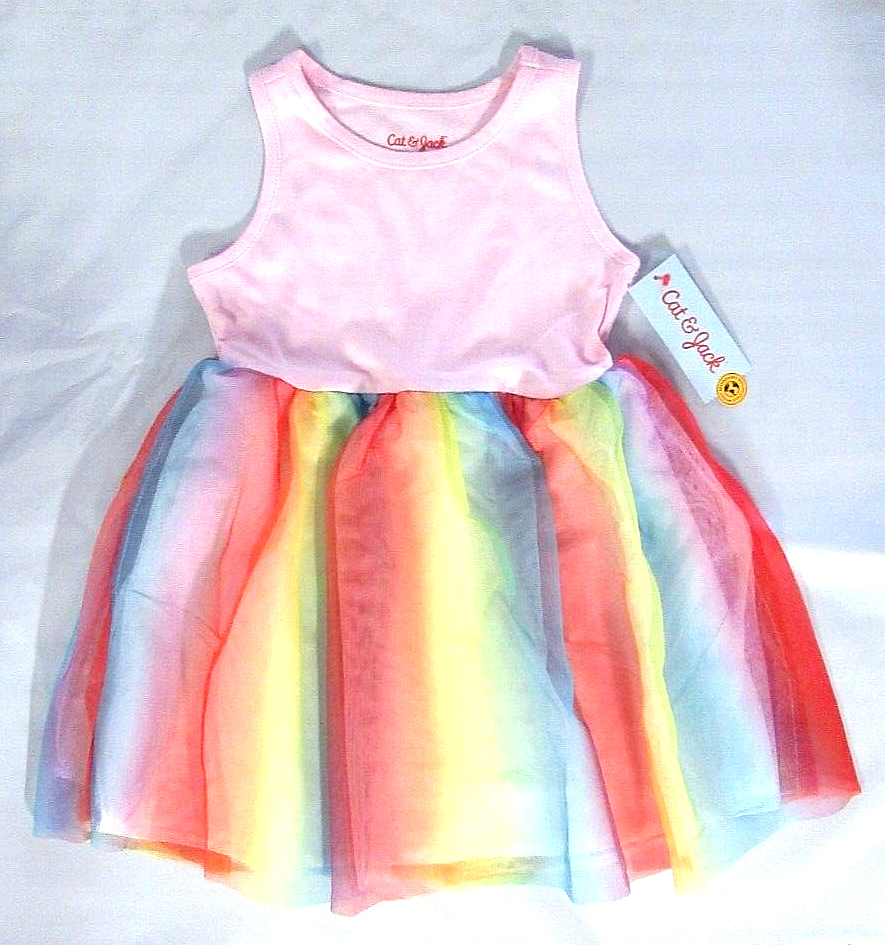 Cat Jack Girl Pink Tank Top Rainbow Pride Tutu Dress Spring Summer Parade - 4T