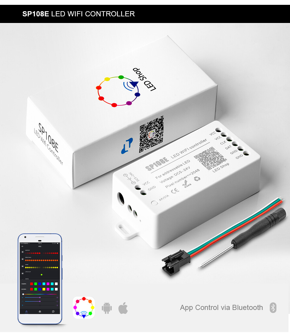 Wifi LED Music Controller SP107E SP108E SP501E SP110E For WS2811 WS2812B DC5-24V