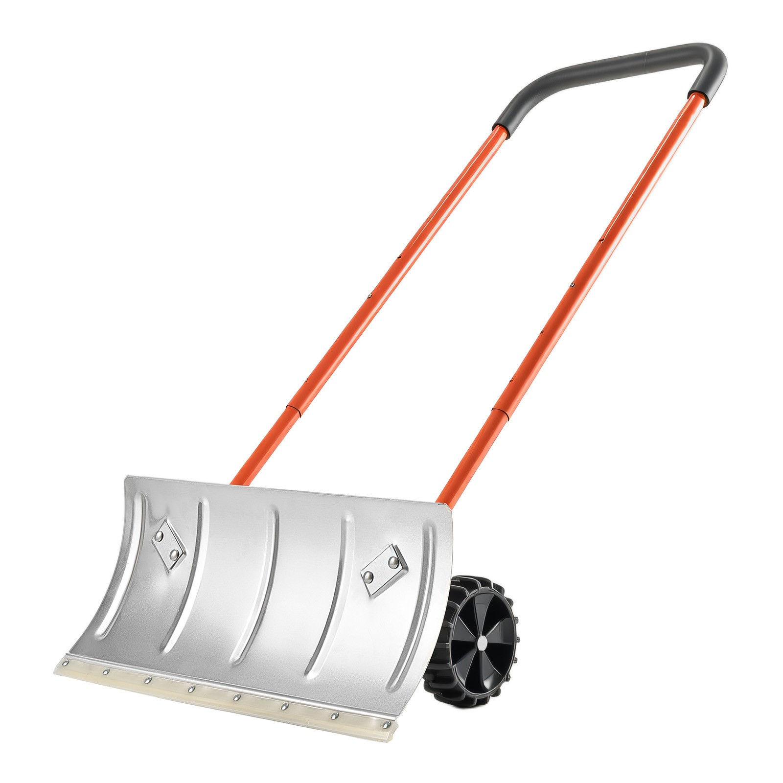 Snow Shovel with Wheels 24" Durable Metal Snow Removal Pusher Plow for Driveway