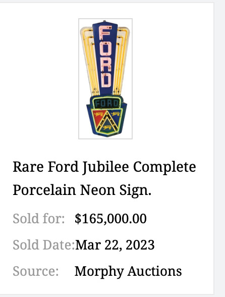 VINTAGE FORD JUBILEE DIECUT CAR & TRUCK DEALER 13" BAKED METAL GASOLINE OIL SIGN