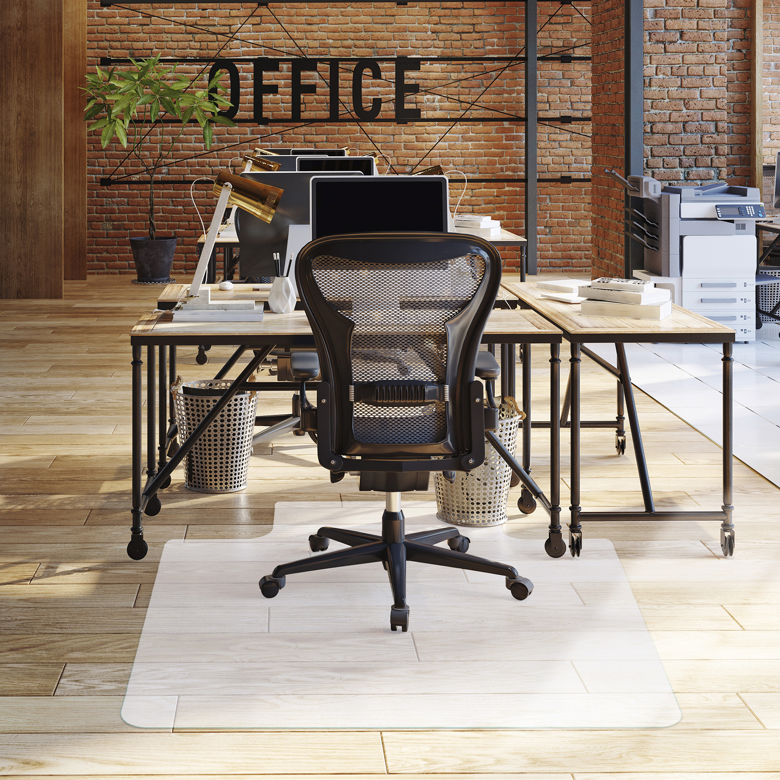 Office Desk Chair Mat for Hard Wood Floors 48" x 36" Clear PVC Floor Mat w/ Lip