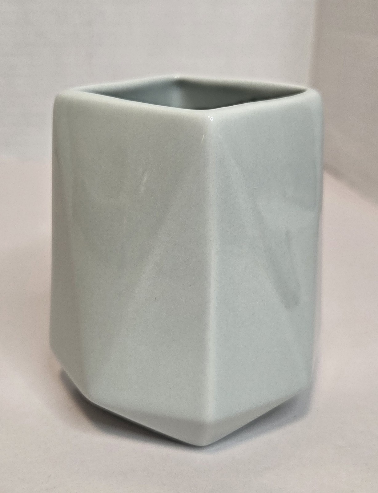 West Elm Faceted Vase Planter Small Water Street Ceramic Pale Blue