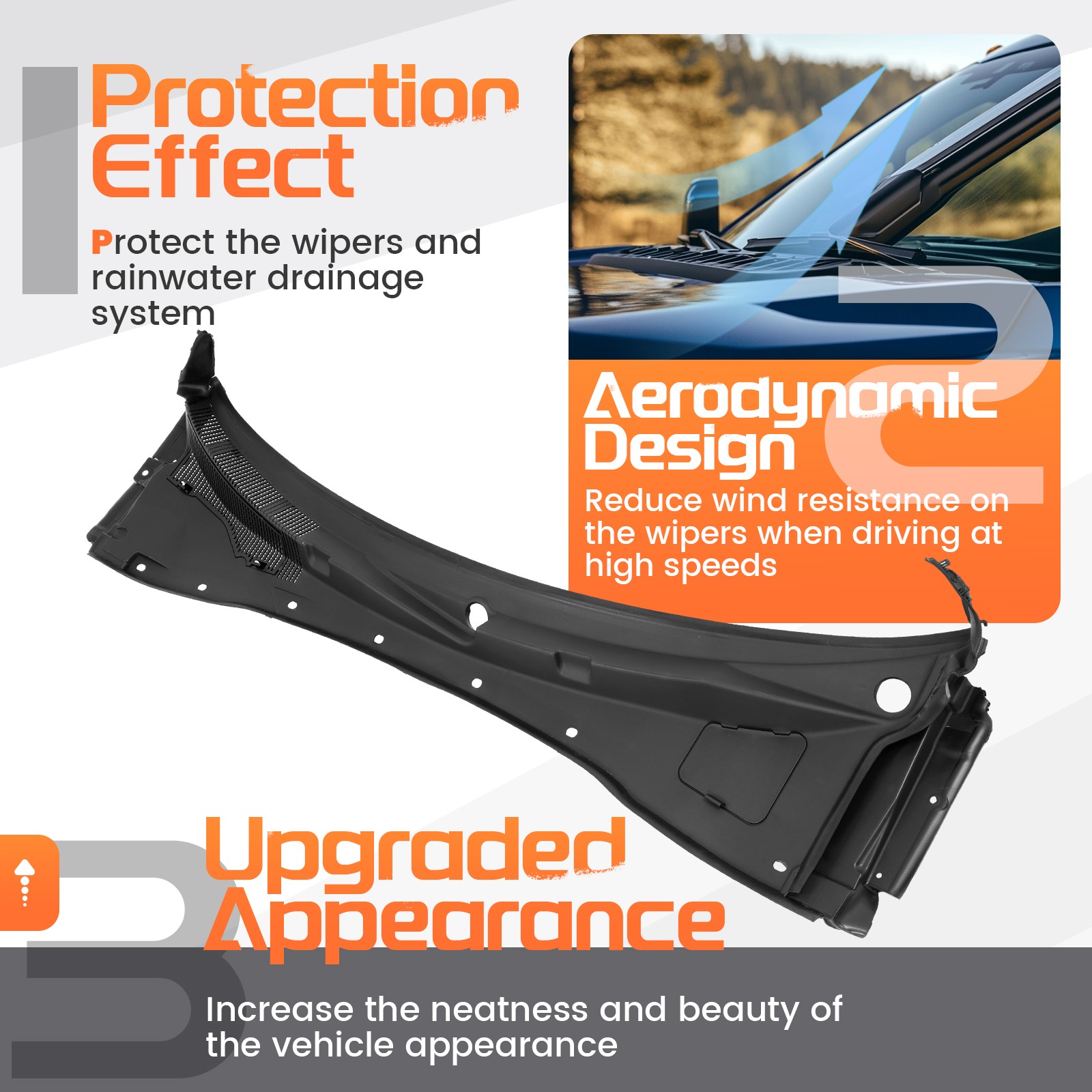 Front Windshield Cowl Vent Grille Cover Panel For 12-23 Dodge Charger 57010314AI