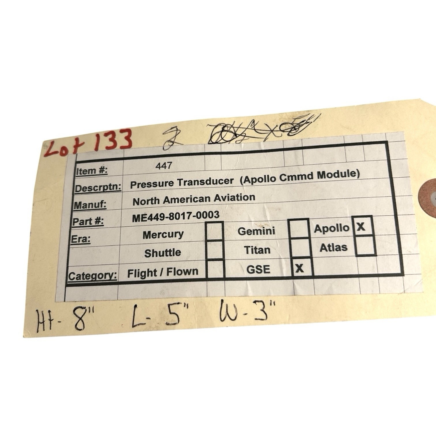 Vintage NASA Authentic Apollo Command Module Pressure Transducer