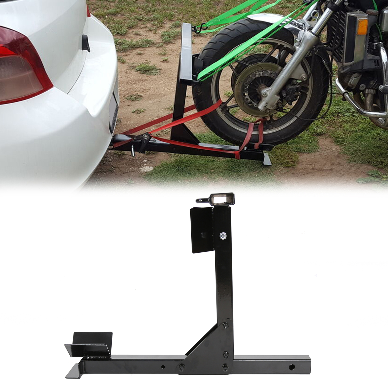 Motorcycle Trailer Carrier Tow Dolly Hauler Hitch Rack with Tie-Down