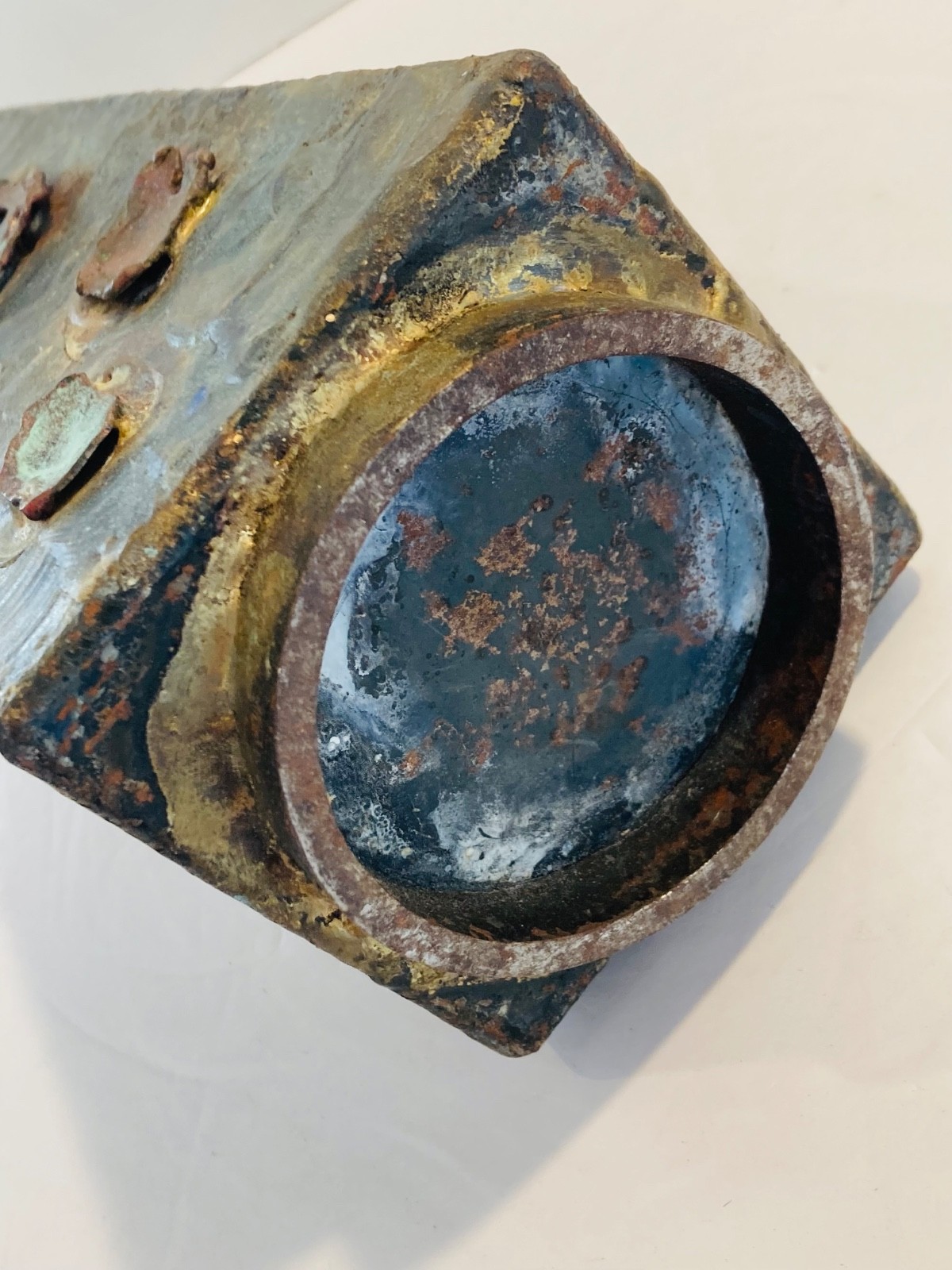 Beautiful MCM Metal Brutalist Bronze Vase Handmade Sculpture