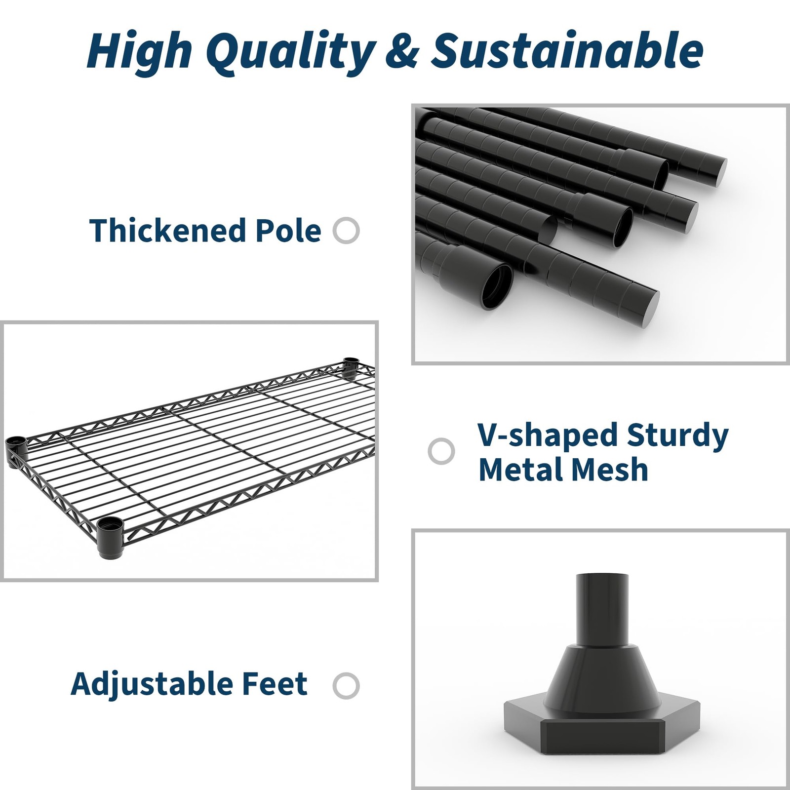 Heavy Duty 5-Tier Metal Wire Storage Rack Adjustable Industrial Shelving