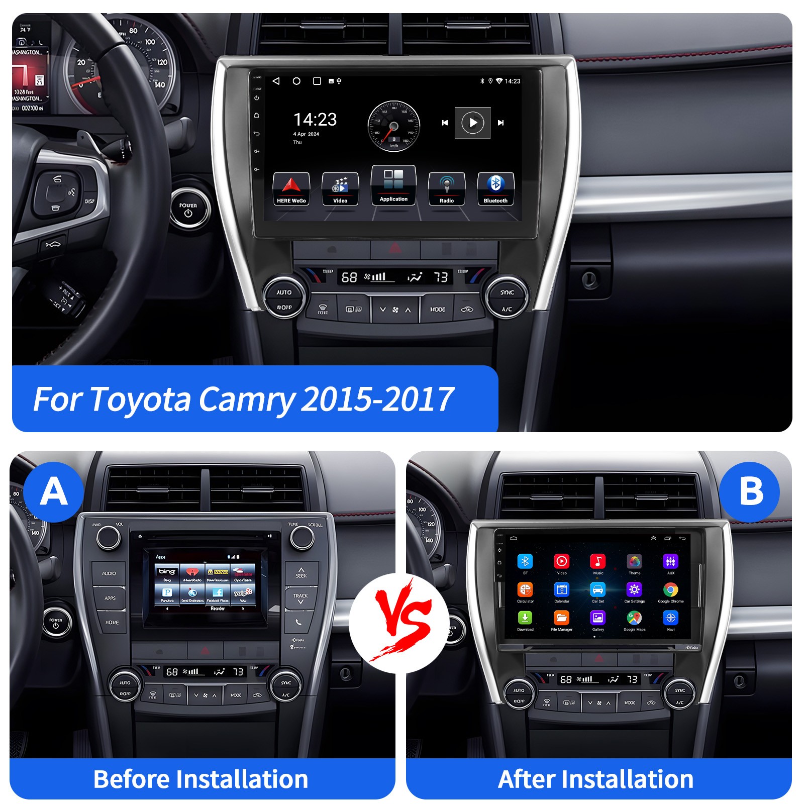 Android 15 Carplay For 2015-2017 Toyota Camry Car Stereo Radio GPS Navi BT WIFI