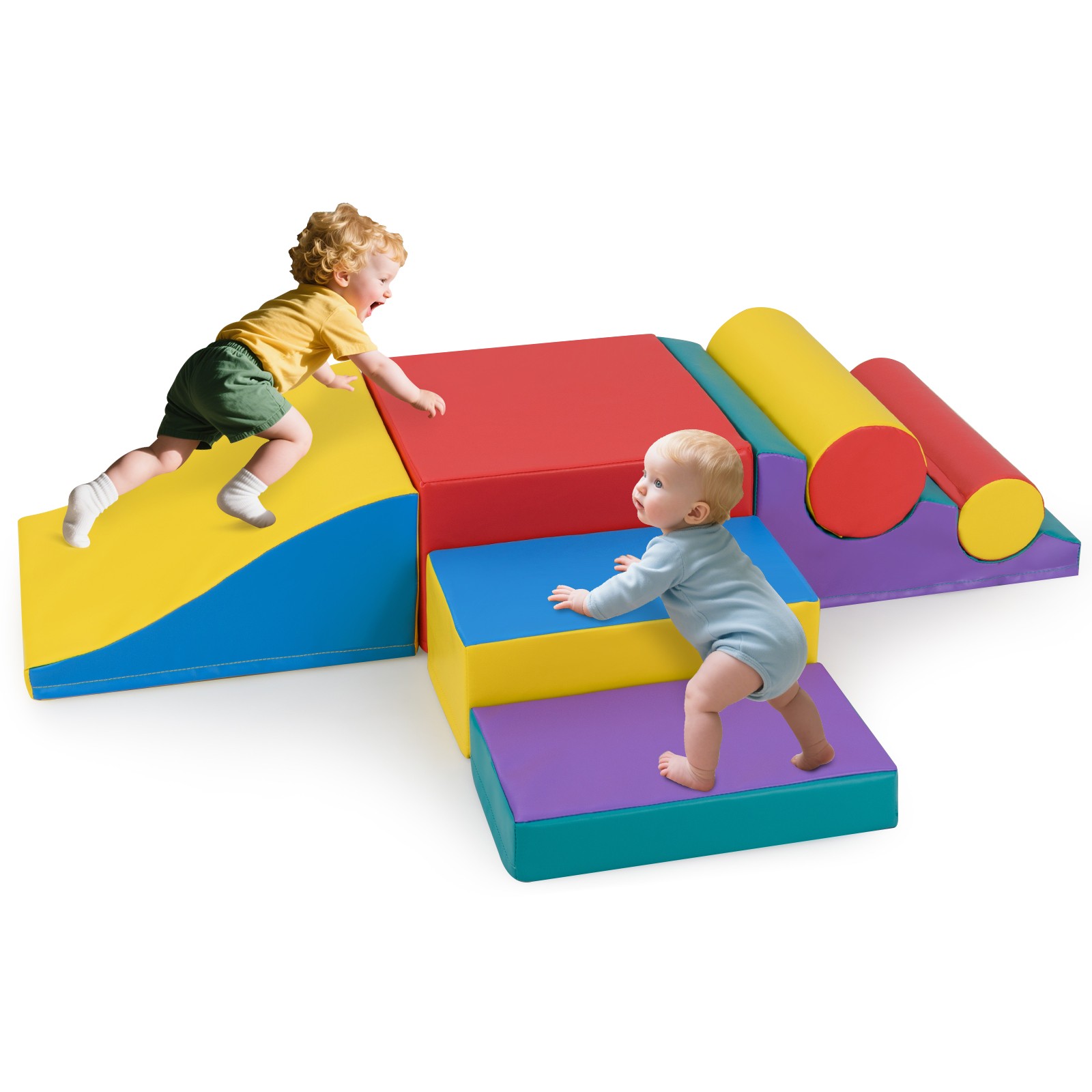 7 PCS Toddler Climbing Blocks w/Hook & Loop Fasteners, Gift for 1+ Baby