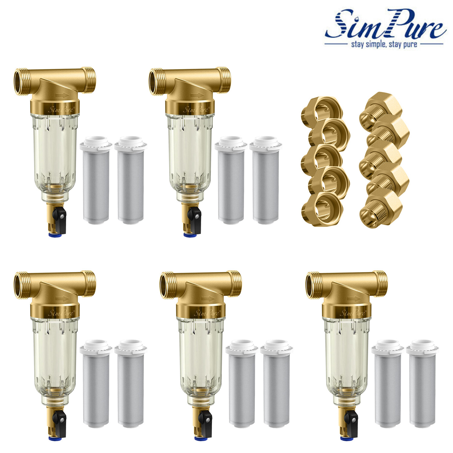 Reusable Whole House Spin Down Sediment Water Filter Pre-Filter System 40 +200μm