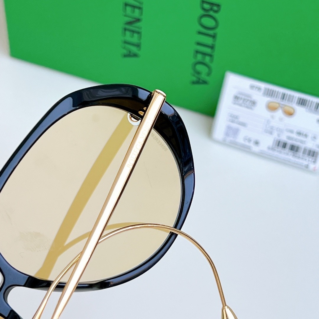 New Bottega Veneta BV1273 Women's Sunglasses Black Frame Yellow Lens Gift Box