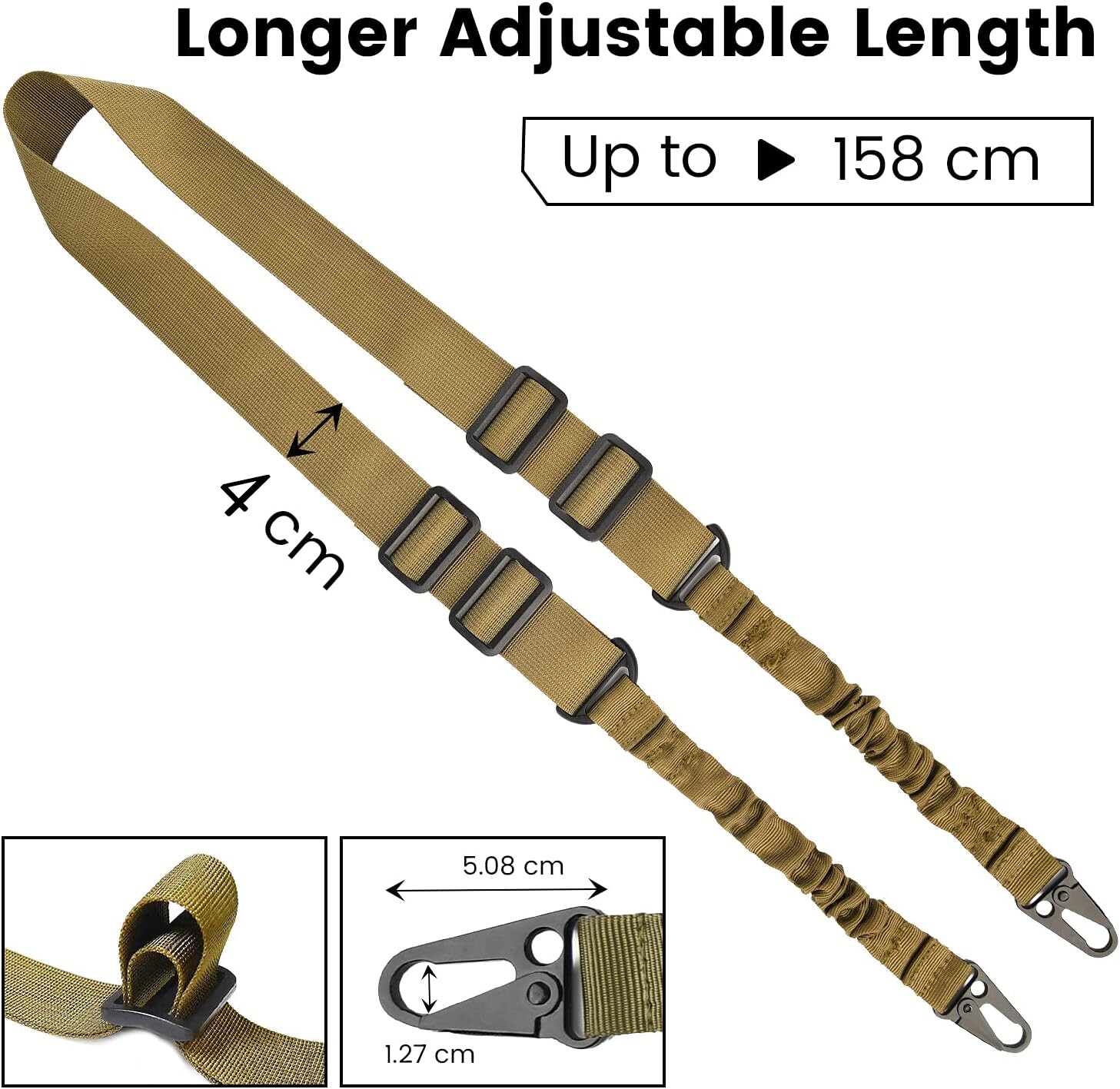 2 Point Traditional Gun Slings Standard Strap with Metal Hook for Outdoor Sports