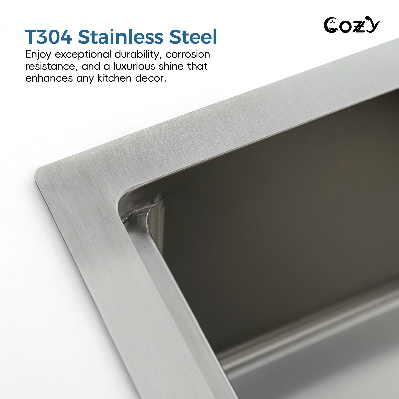 Cozy undermount stainless steel Brush sink 33x19x8 inch with accessory