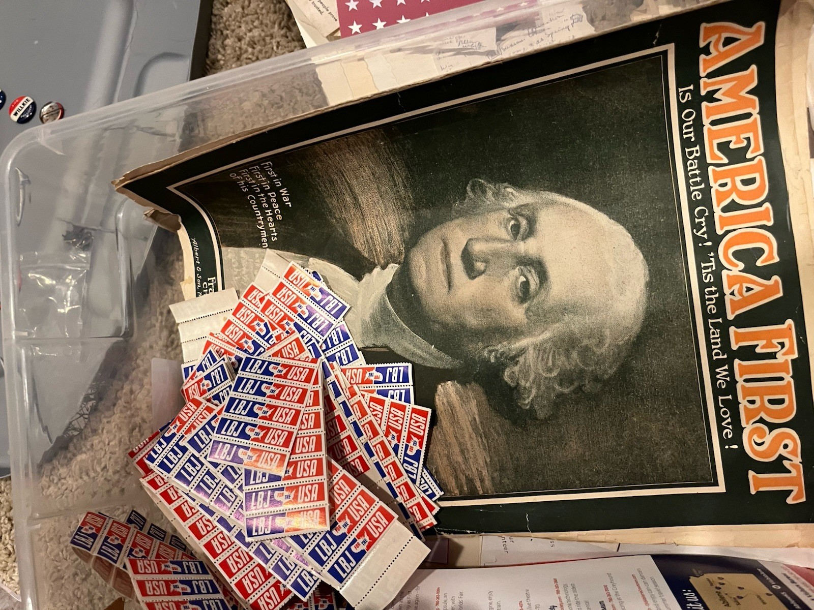 Political Ephemera Lot Paper, Pins, Collectibles, Stickers, Match By The Pound!