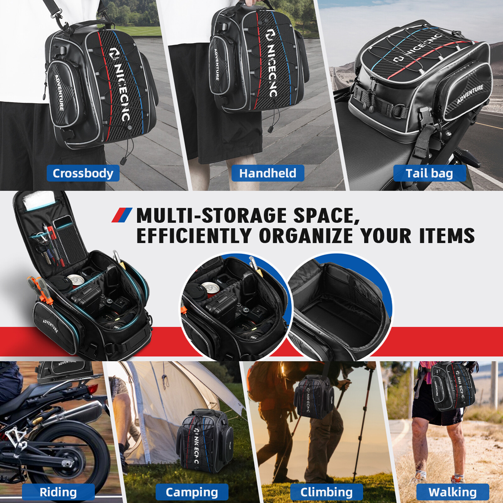 Motorcycle Tail Bag Seat Pack Travel Rear Luggage Rack Carry Bag Waterproof 15L