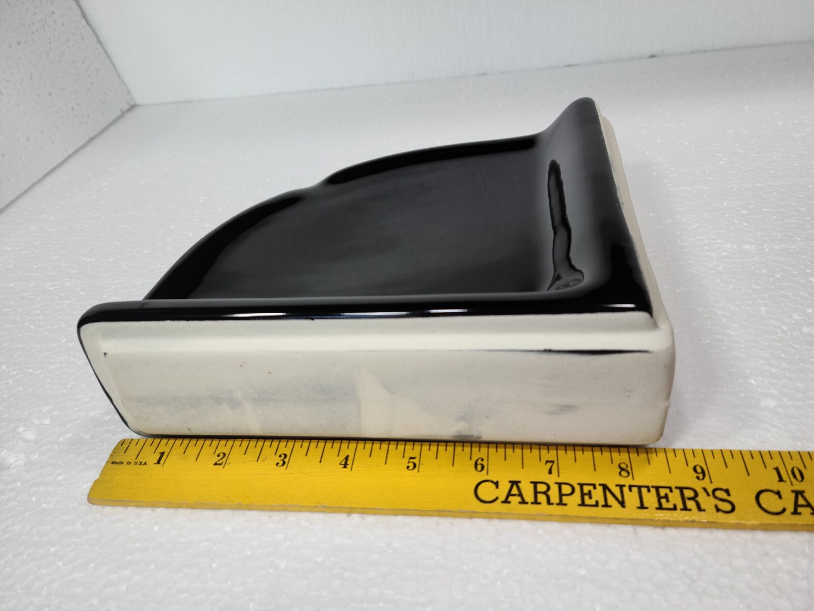 Vintage Black Ceramic Shower Tile Corner Tray Soap Dish Shampoo Holder Caddy