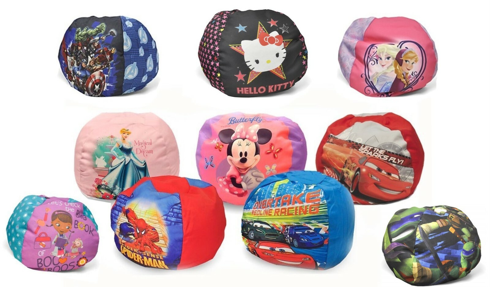 Disney Character Kids Round Bean Bag Chair - Toddlers, Filled in USA