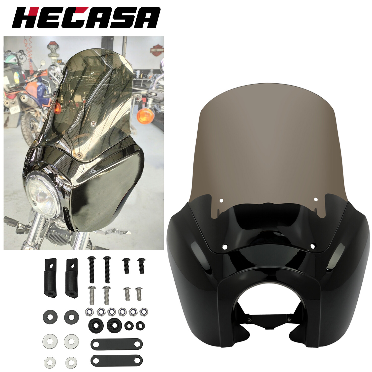 Front Headlight Fairing 15" Windshield For Harley Dyna Super Glide FXDXT T-Sport