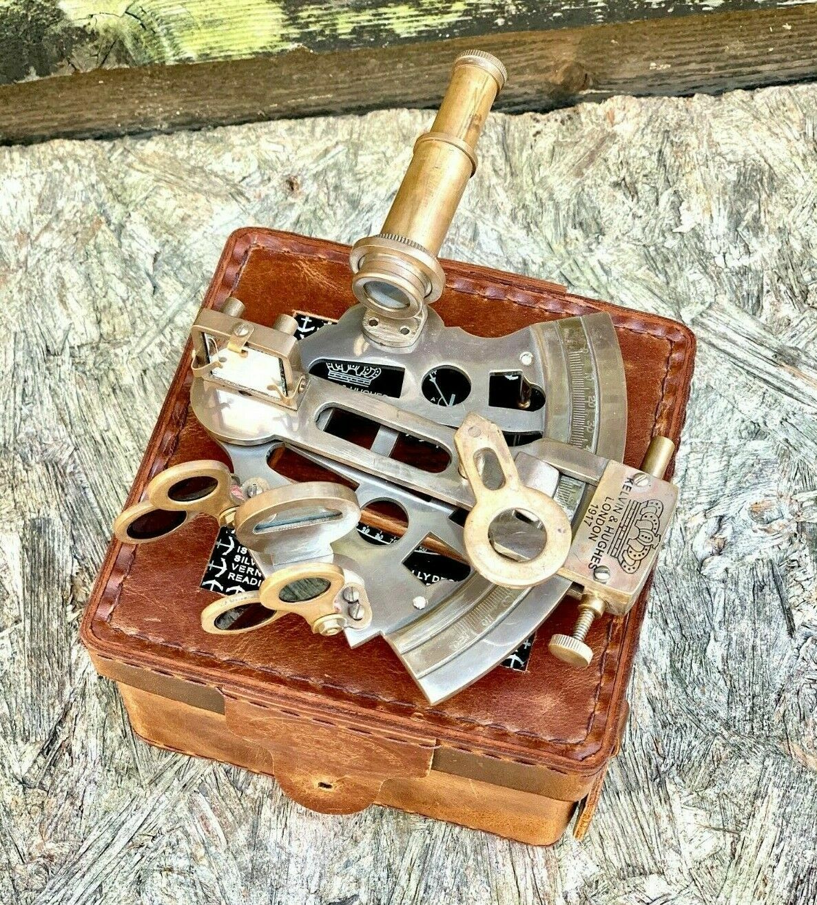 Vintage solid brass nautical ship instrument astrolabe marine sextant maritime