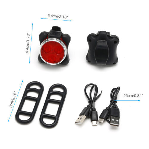 2 Set USB Rechargeable LED Bicycle Headlight Bike Front Rear Lamp Cycling Light