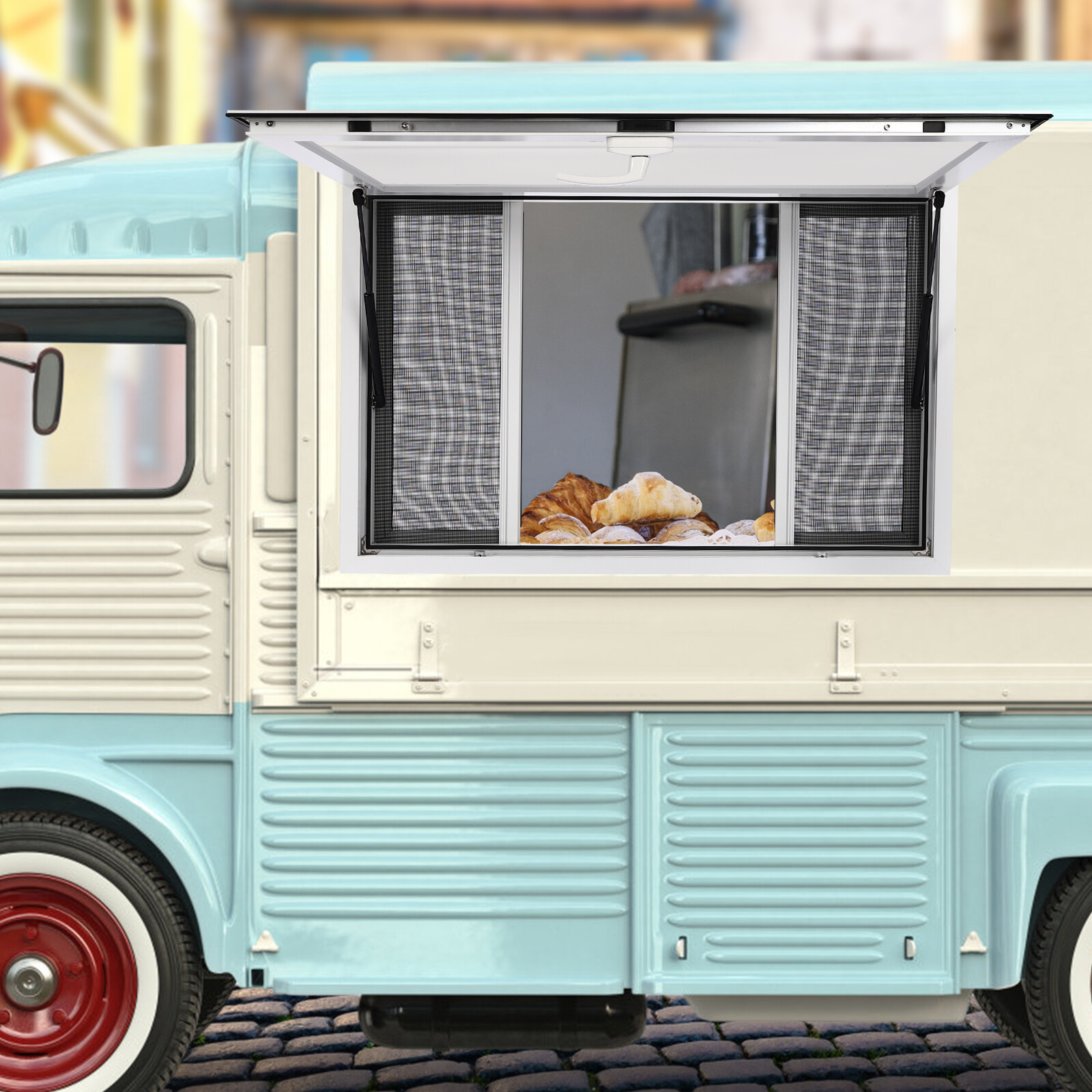 white Concession Window Awning Food Truck Service Screen Trailer Serving Window