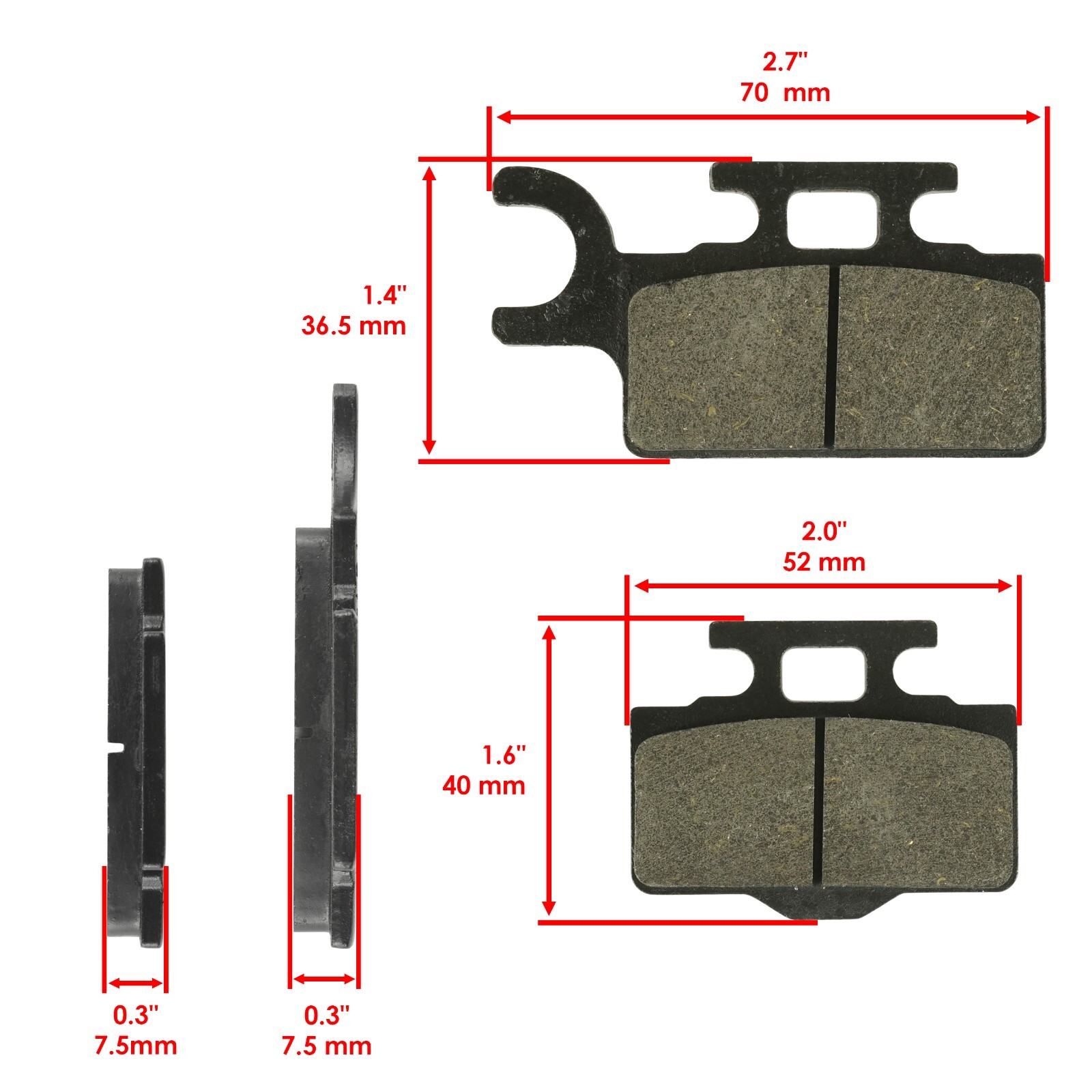 Caltric Front and Rear Brake Pads for Kawasaki KX65 2000-2020 Brake Pads