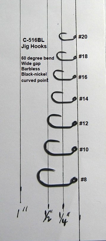 50 Jig Hooks C-516BL-Barbless, Black-nickel, Competition-Combine Shipping