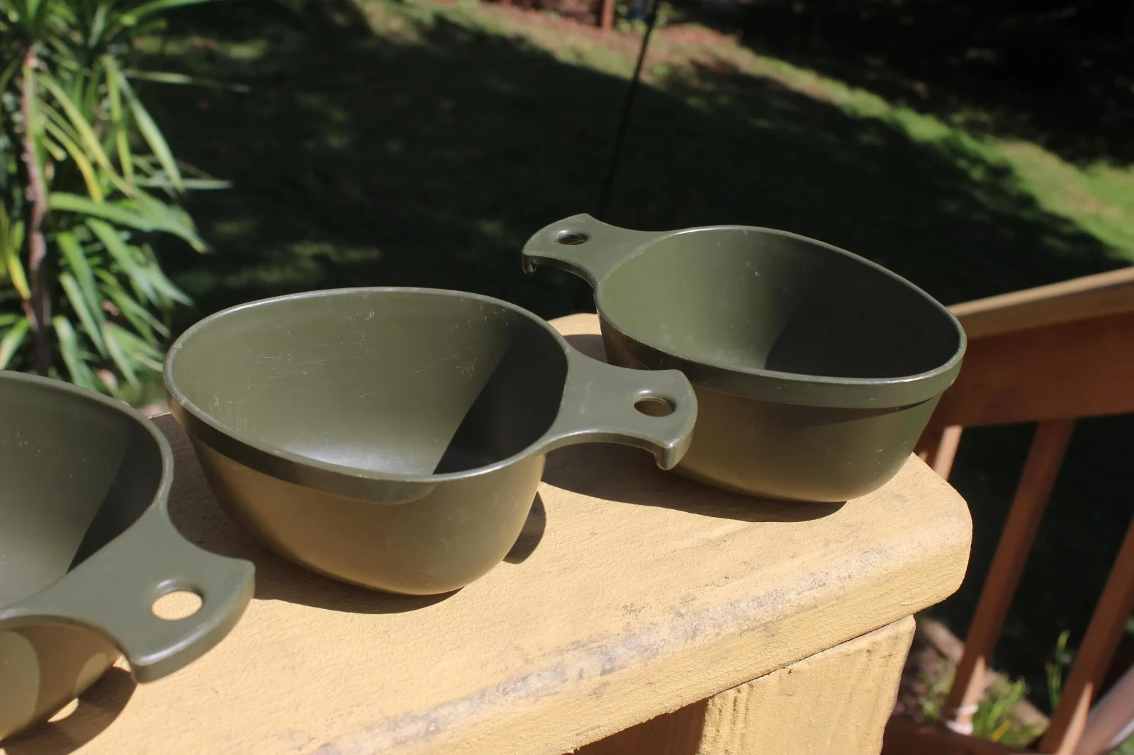 THREE Genuine USED Swedish Army Mess Kit Plastic Drinking Mug Kuksa Cup Kåsa