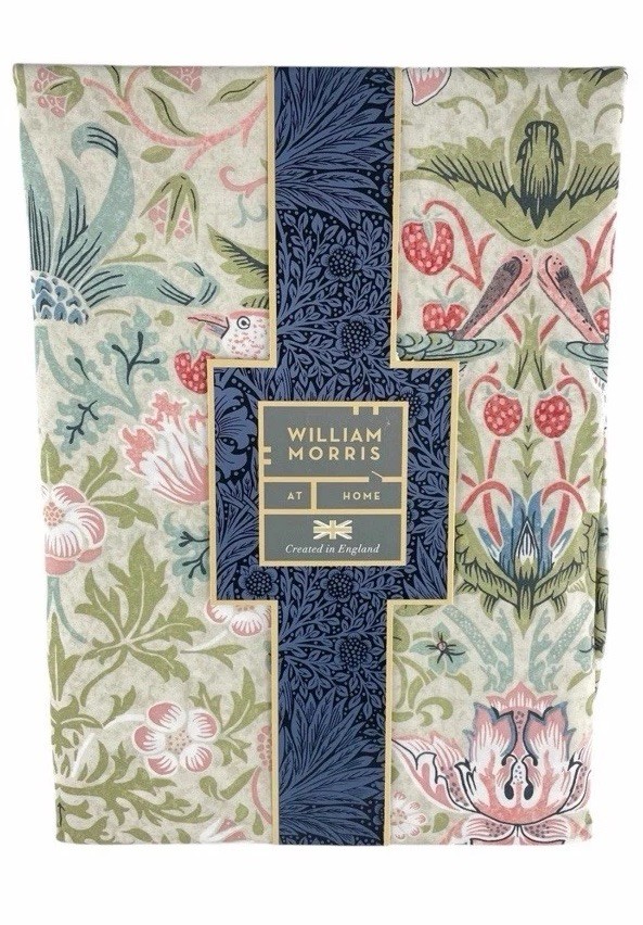 WILLIAM MORRIS Strawberry Thief Summer White Floral 3PC QUEEN Duvet Cover Set