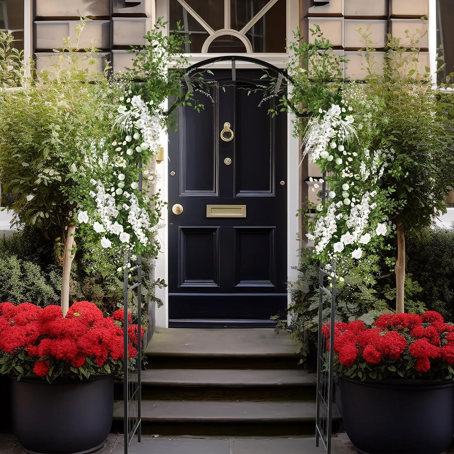 Metal Garden Arch 7.6'' High x 3.7'' Wide Outdoor Garden Lawn Backyard Patio