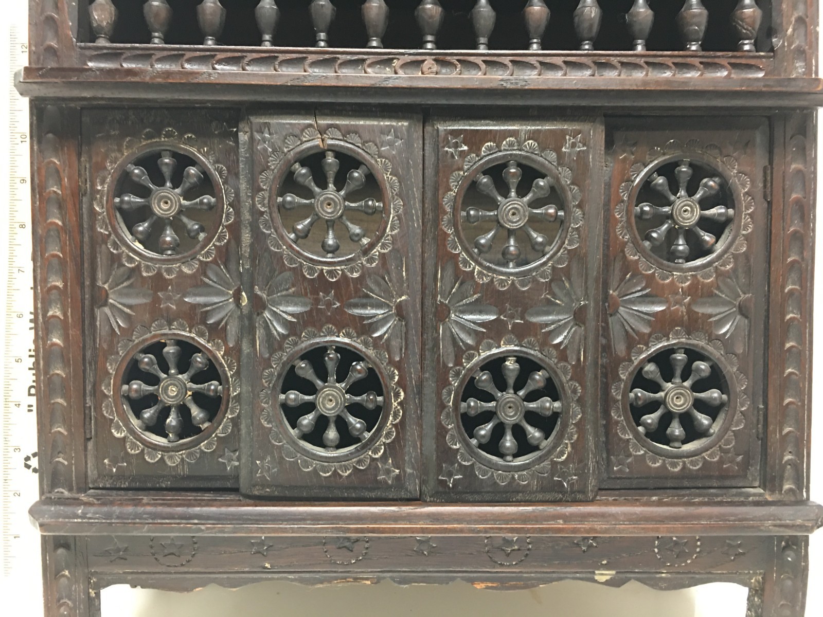 MIniature French Breton Salesman sample cabinet Wood antique 1900s Gorgeous Rare