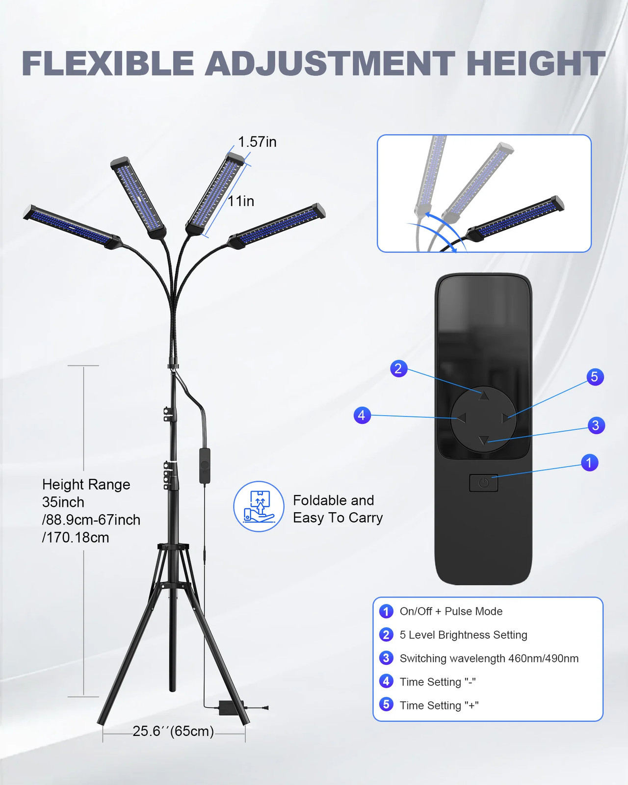 360° UV Tanning Lamp Blue Light Solarium Lamp Bronze Body Facial Tanning 432 LED